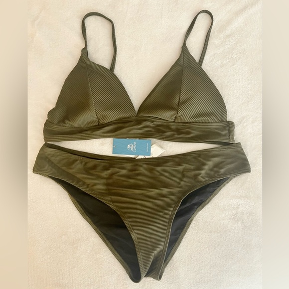 Cupshe Army Green Bikini - Triangle Bikini Top w/adjustable Strap- Sz XL NWT - Picture 1 of 7